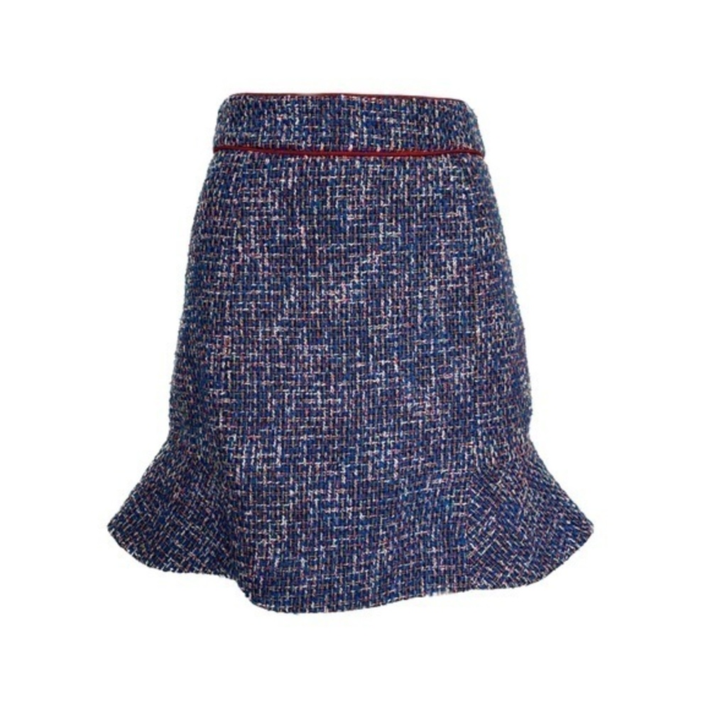 J. Crew Blue Red Flared Tweed Skirt Size 4